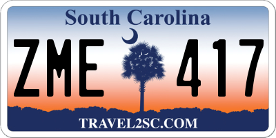 SC license plate ZME417