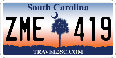 SC license plate ZME419