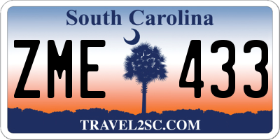 SC license plate ZME433