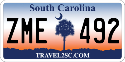 SC license plate ZME492