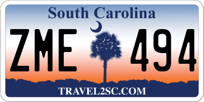 SC license plate ZME494