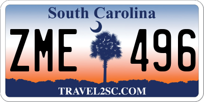 SC license plate ZME496