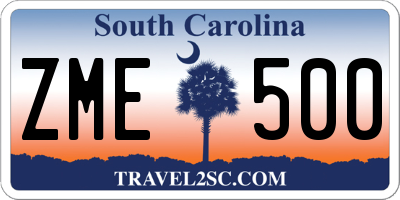 SC license plate ZME500