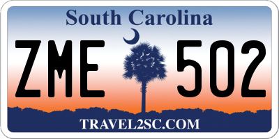 SC license plate ZME502