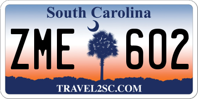 SC license plate ZME602