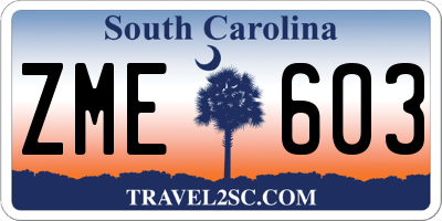 SC license plate ZME603