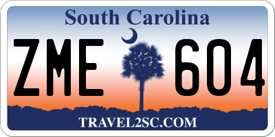 SC license plate ZME604