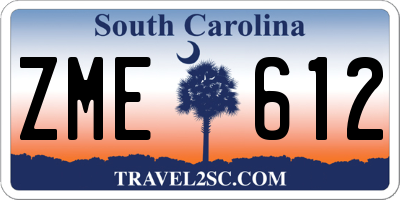 SC license plate ZME612