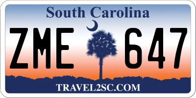SC license plate ZME647