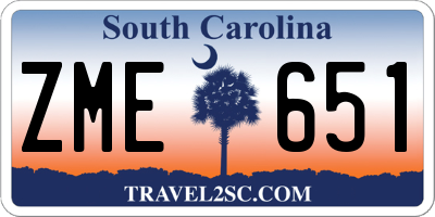 SC license plate ZME651