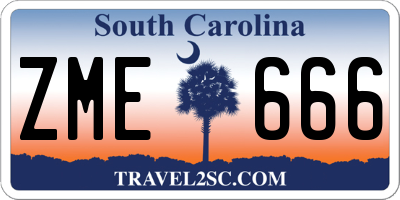 SC license plate ZME666