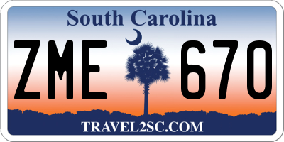 SC license plate ZME670