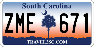 SC license plate ZME671