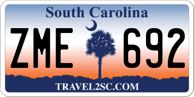 SC license plate ZME692