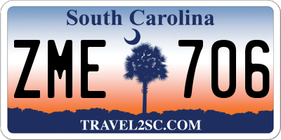 SC license plate ZME706