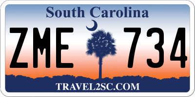 SC license plate ZME734
