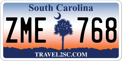 SC license plate ZME768