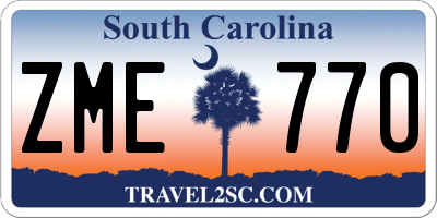 SC license plate ZME770