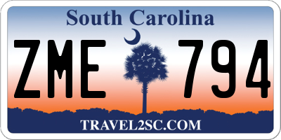 SC license plate ZME794