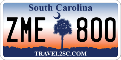 SC license plate ZME800