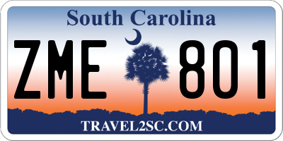 SC license plate ZME801
