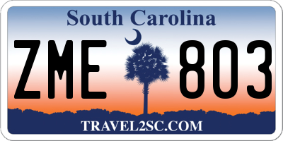 SC license plate ZME803