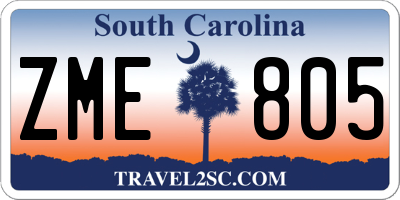 SC license plate ZME805