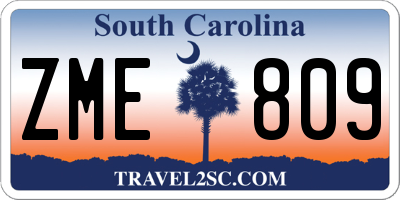 SC license plate ZME809
