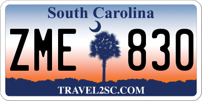 SC license plate ZME830