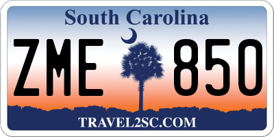 SC license plate ZME850