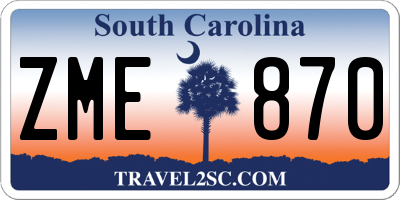 SC license plate ZME870
