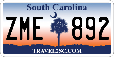 SC license plate ZME892