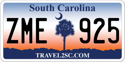 SC license plate ZME925