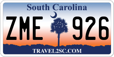 SC license plate ZME926
