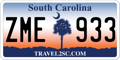 SC license plate ZME933