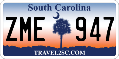 SC license plate ZME947