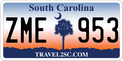 SC license plate ZME953