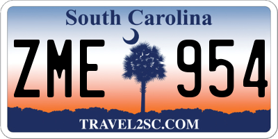 SC license plate ZME954