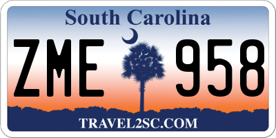 SC license plate ZME958