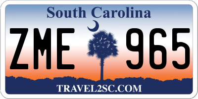 SC license plate ZME965