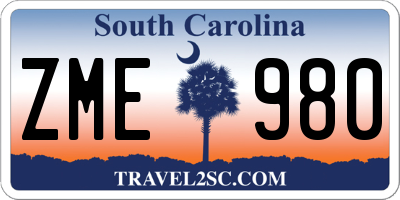 SC license plate ZME980