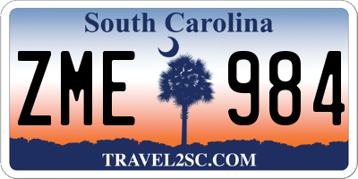 SC license plate ZME984