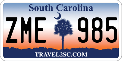 SC license plate ZME985