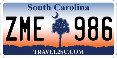 SC license plate ZME986