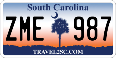 SC license plate ZME987