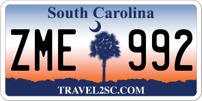 SC license plate ZME992