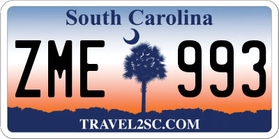 SC license plate ZME993