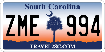 SC license plate ZME994