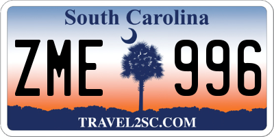 SC license plate ZME996