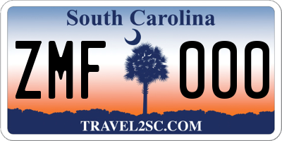 SC license plate ZMF000